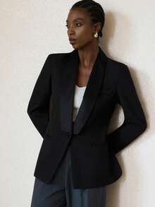 Aveloria Modichic Fashionable Design Sense Casual Slim Fit Blazer Jacket With Lapel Collar, Long Sleeve - Black - View 5