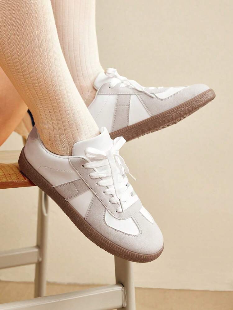 CUCCOO EASI New Spring Women's German Training Shoes, Vintage Sporty Casual Flat Sneakers In White School Supplies Back To School Fall New Year Holiday Shoes For Women Sneakers Easter Trainers