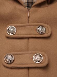 Sunspun Plus Size Hooded Sleeveless Thick Woolen Cloak Coat - Brown - View 5