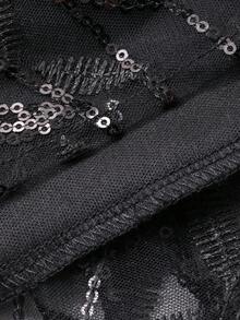 Dazy Plus Đầm maxi dài tay cổ chữ V họa tiết lá bằng chiffon dệt hoa thanh lịch dành cho nữ cỡ lớn, màu đen, thích hợp cho mùa xuân/hè, dự tiệc, lễ hội hoặc các dịp đặc biệt khác. - màu đen - Xem 6