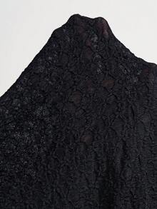 Bohemela 休闲纯色蕾丝长袖修身女式T恤，适合冬季、春季、波西米亚风、情人节、度假穿着 - 黑色 - 查看 9