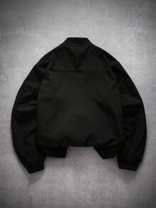 PAVTROS 男士纯色长袖拉链领羊毛休闲棒球夹克，秋冬