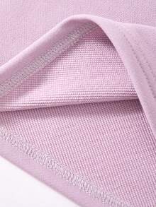 JNSQ 2pcs/Set Young Girls' Round Neck Short Sleeve Sweatshirt With Bow Print & Sweatpants, Spring/Summer - Pink - View 7