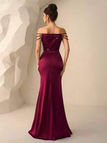 Coutiva Đầm dạ hội trang trọng (được trang trí cầu kỳ), thanh lịch - Màu Đỏ Sâu - Xem 2