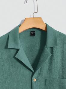 Manfinity Homme 2pcs Men's Casual Solid Color Shirt & Pants Set - Green - View 5