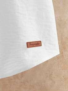 HIMLAND Bộ áo sơ mi tay ngắn cài nút thường ngày và quần dài cho nam - trắng - Xem 9