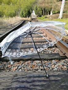 1pc Floral Pattern Clear Umbrella For School,Office,Household,Travel, Back To School Supplies