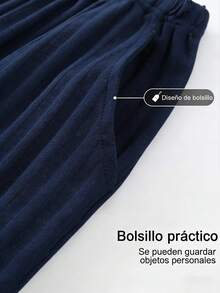 Pijamas Navideñas de Hombre: Conjunto de 3 Piezas en Algodón Suave, Estilo Casual con Rayas Azules, Pijama de Hombre Ideal para Navidad Familiar - Azul oscuro - Ver 8