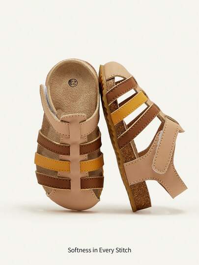 Cozy Pixies 1 Pair Fashionable Versatile Casual Colorful Patchwork Contrast Color Comfortable Flat Toddler/Kids Closed Toe Sandals, Summer