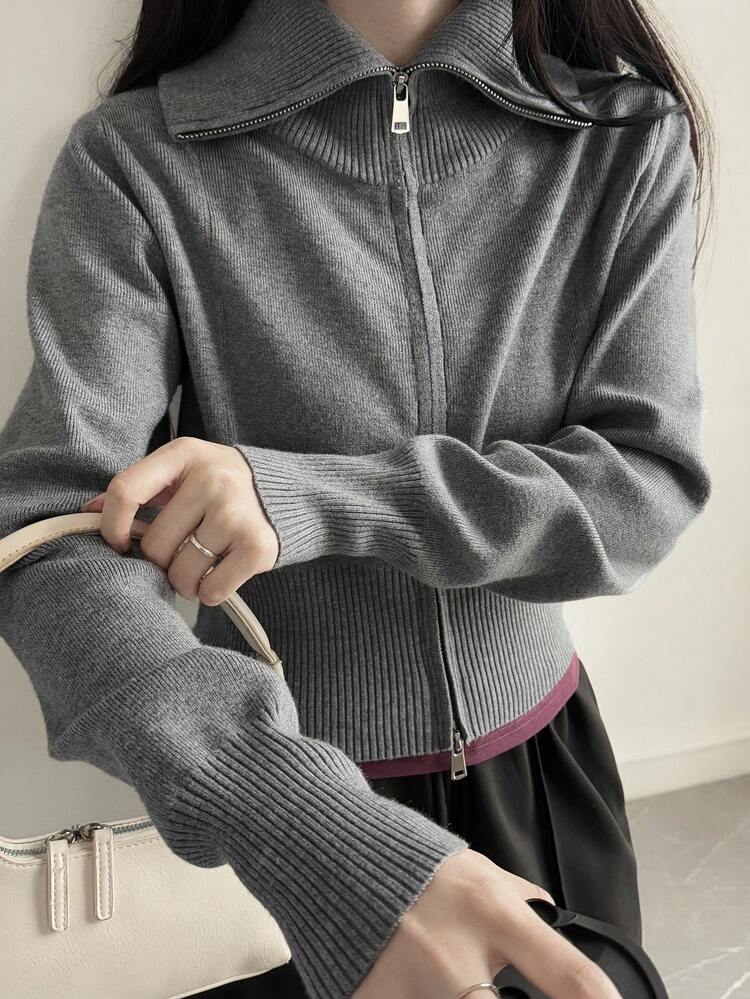 Women's Short Zip-Up Long Sleeve Sweatshirt Hoodies