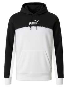 Puma Essentials Block X Tape Men Hoodies Black White - White - View 1