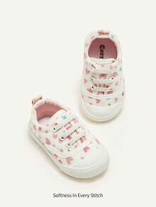 Cozy Pixies 1 par de zapatillas casuales cómodas y lindas de corte bajo con cordones y diseño de corazón de dibujos animados para niñas bebés, adecuadas para uso diario en todas las estaciones - Multicolor - Ver 5