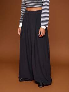 COUREZ 低腰宽松滑板裤，细条纹设计，Y2K街头风，可爱宽松秋冬假日新年女装，优雅百搭。 - 寶藍色 - 查看 5