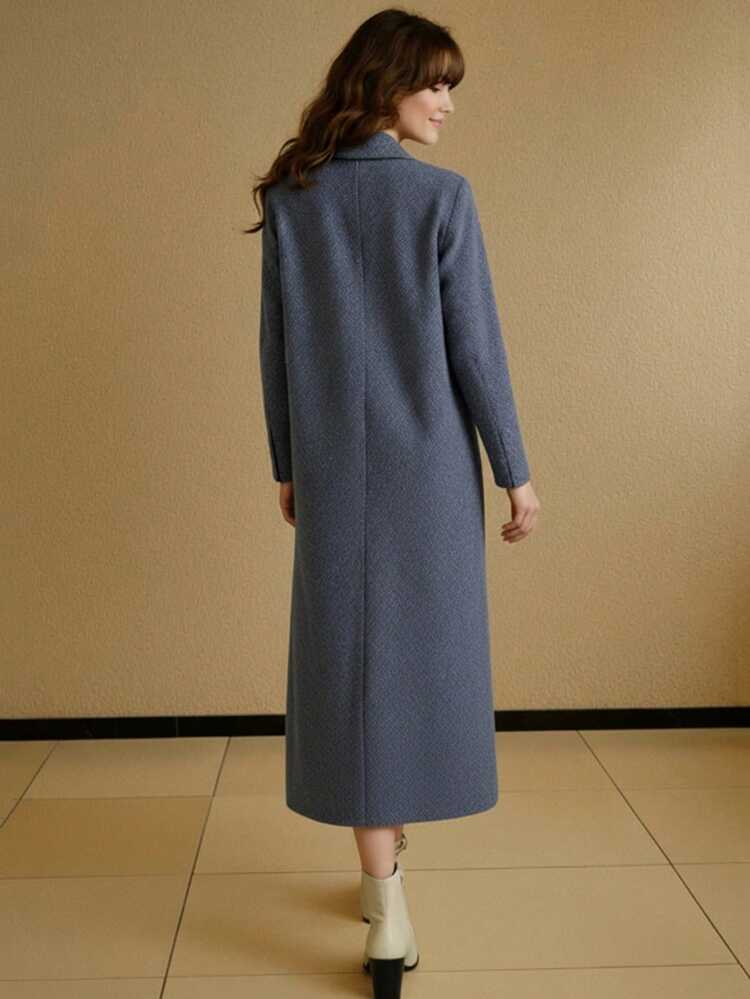 MOTF STUDIO PEAK COLLAR FLAP DETAIL LONGLINE PEA OVERCOAT FOR AUTUMN/WINTER