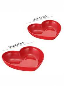 1PC Red Heart Shape 4 Compartment Snack Tray Spill Resistant Sauce Divider Plate For Nuts Candies Dried Fruits Salads Snacks Multi Purpose Serving Dish Perfect For Weddings Parties Diwali Engagements Animal Floral Themed Decor All Season Use Party Supplies Kitchen Dining Tableware Home Decor Gift Idea - Red - View 3