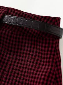 EMERY ROSE 复古格子中长裙，秋季女装 - 紅色 - 查看 3