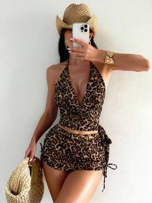 Swim Vcay 女士休闲度假沙滩派对印花比基尼四件套泳装 - 彩色 - 查看 1