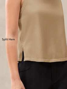 OutZeal 女士运动背心 日常健身上衣 夏季柔软莫代尔混纺弹力弧形下摆 - 杏色 - 查看 4