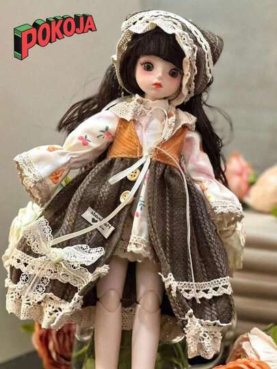 30cm 1PC BJD Doll Clothing Set Forest Fairy Theme Elegant Princess Party Wear Victorian Style Outfit With Floral Details For Girls Collection Gift