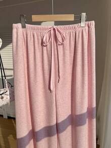 SHEIN EZwear Plus Size Pink Drawstring Casual Loose Pants, Versatile For Autumn