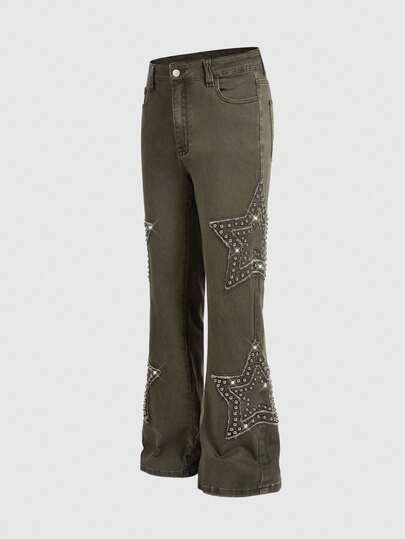 Street Life Jeans skinny verts à perles pour hommes