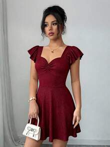 GlowEve Women's Elegant Sexy Shiny Mini Dress - Red - View 5