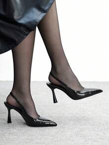 CUCCOO BIZCHIC 休闲简约优雅百搭尖头女式高跟鞋，圣诞节必备 - 黑色 - 查看 4