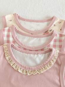 3pcs/Set Girls Undershirt Camisole Set, Cute Cartoon Bear Pattern, Comfortable Casual Innerwear & Homewear - Multicolor - View 3