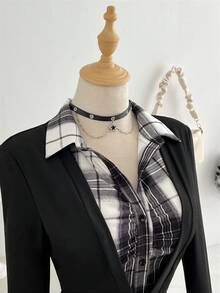 Elamini 千禧复古格子拼接针织衬衫 - 彩色 - 查看 4