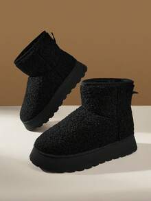 CUCCOO EASI Women's Casual Thick Sole Snow Boots, Winter For Christmas - Black - View 5