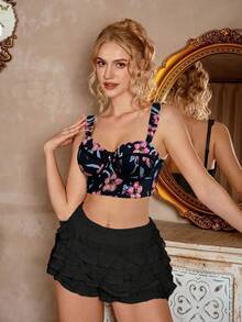 1件装女士优雅印花钢圈文胸 - 彩色 - 查看 5