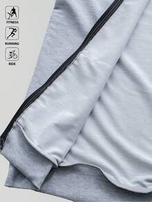 Gym Rark 男友风男士纯色简约休闲连帽长袖夹克外套，拉链休闲纯色长袖夹克慢跑运动夹克健身上衣秋季透气 - 灰色 - 查看 6