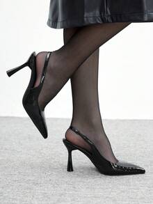 CUCCOO BIZCHIC 休闲简约优雅百搭尖头女式高跟鞋，圣诞节必备 - 黑色 - 查看 6