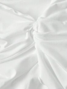 SHEIN MOD 女士纯色扭纹设计开摆性感吊带背心 - 棕色 - 查看 3