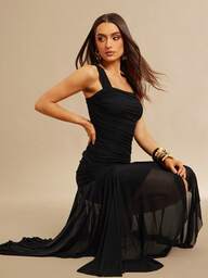 Silquee Vestido elegante de fiesta para mujer de unicolor con bajo asimétrico