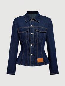 Sweetra 女士休闲牛仔夹克和外套 - 藍色 - 查看 1