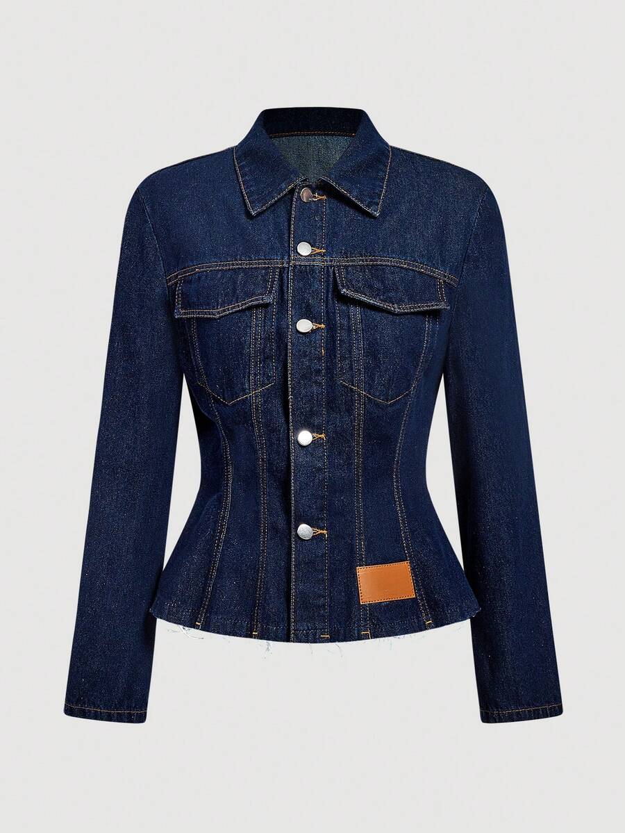 Sweetra 女士休闲牛仔夹克和外套 - 藍色 - 查看 1