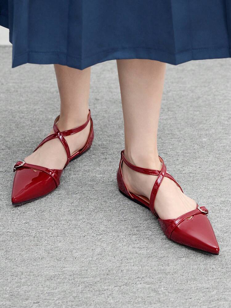 CUCCOO BIZCHIC Women's Elegant Fashion Commuter Simple Buckle Pointed Toe Flats For Christmas