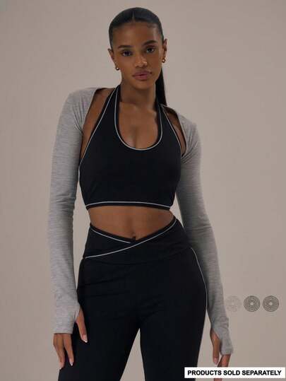 Musera Sport 运动露背撞色长袖短款上衣套装（仅上衣）冬季运动健身训练合金