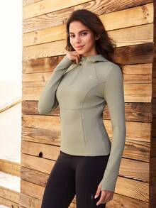 OutZeal Women Soft Warm Fleece Front Half-Zip Thumb Hole Outdoor Sweatshirt Winter Fall Hiking Camping - Khaki - View 9