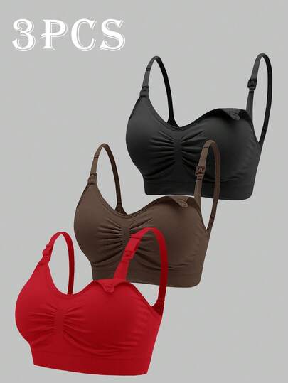 BloomMama Set de 2-3 piezas de sujetadores sin costuras para maternidad, de moda, cómodos, de alta calidad, asequibles, de unicolor