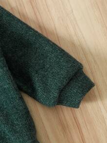 SHEIN Baby Boy V-Neck 2 In 1 Knitted Sweater, High Collar Knit Pullover For Autumn/Winter - Army Green - View 6