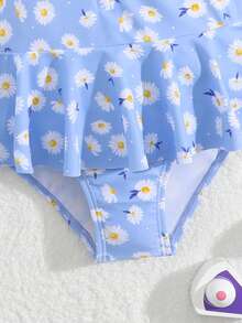 Sparklyn 女童连体泳衣 - 藍白色 - 查看 5