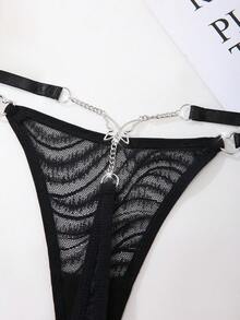 Sexy Breathable Animal-Print G-String, Rave - Black - View 4