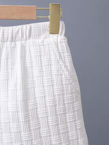 2pcs/Set Teenage Boys' Casual Geometric Textured Fabric Round Neck T-Shirt Set, Suitable For Daily Commute