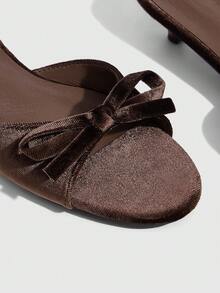 CUCCOO SZL Giày sandal đi làm thời trang và thanh lịch dành cho nữ có trang trí nơ - màu nâu - Xem 6