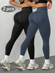 Velisys 女士休闲运动高腰紧身裤，带手机口袋 - 彩色 - 查看 3