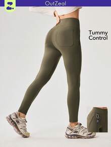 OutZeal Women Tummy Control Multi Pocket Outdoor Legging Hiking Camping - Army Green - View 1