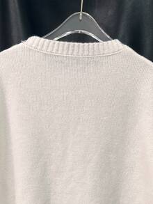 SHEIN LUNE 全新圆领长袖心形图案宽松套头针织毛衣 女士 - 白色 - 查看 3