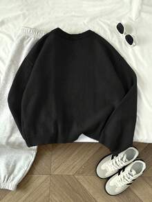 SHEIN Unity 女士休闲纯色落肩套头毛衣，秋冬